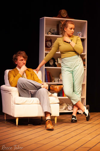 Max Stoner and Haley Gill during rehearsal for "The Bald Soprano."