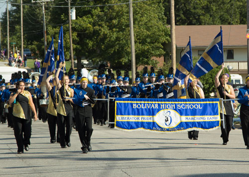 The Bolivar High School band participates in SBU's Homecoming parade.