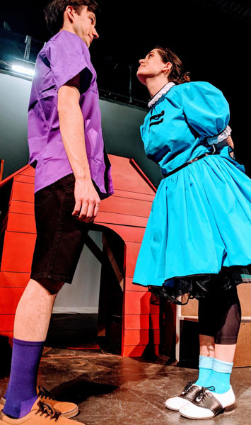 Joel Walley and Bethany Vermillion rehearse a scene from "You're a Good Man, Charlie Brown."