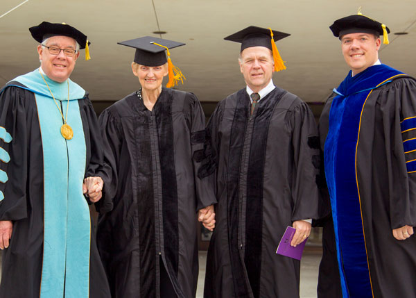 SBU President Dr. C. Pat Taylor, Ellen Rose Douglas Roweton, Thomas B. Welch '78 and Dr. Lee Skinkle.
