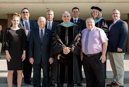 Group photo of Dr. Turner and individuals who provided responses during inauguration ceremony