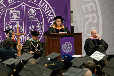Dr. Brittney Hendrickson speaks at graduation