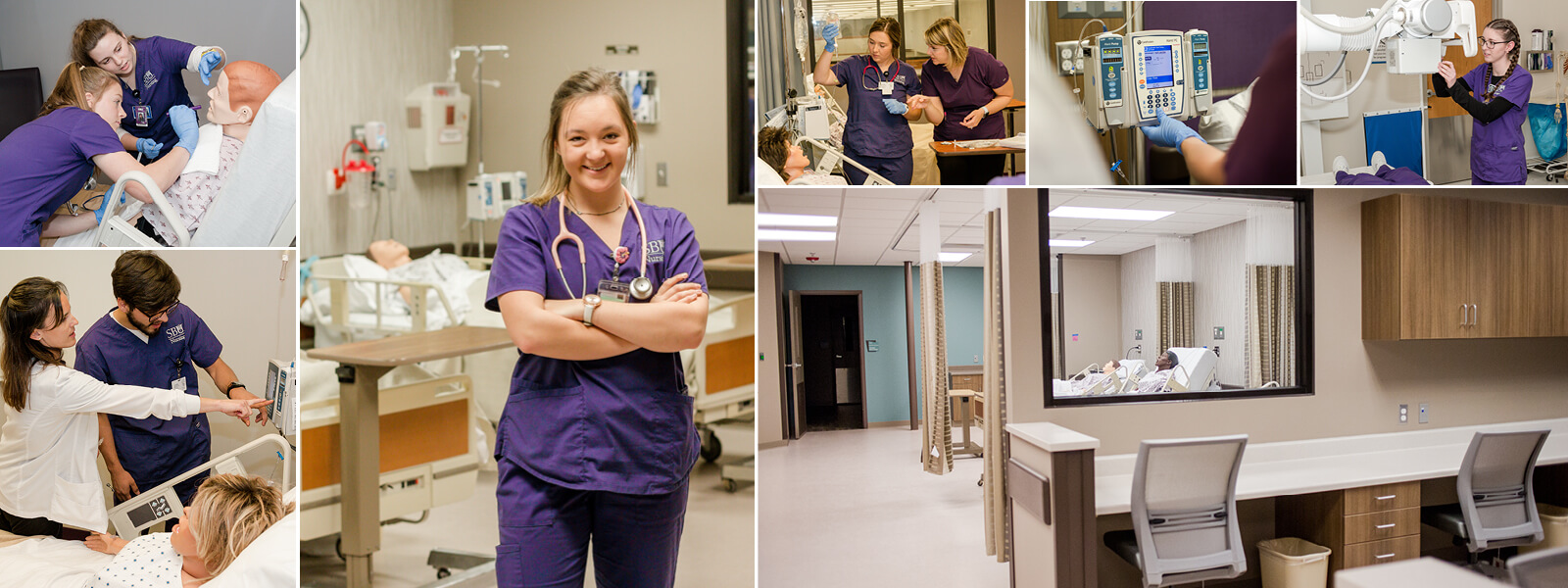 collage of photos of nursing students at work