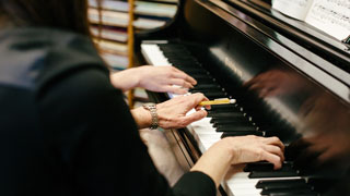 students playing recorders
