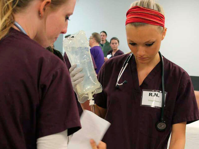 nursing students in lab practice
